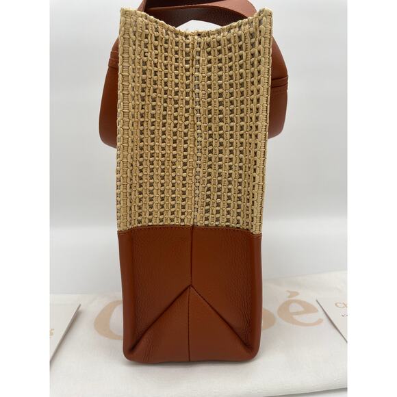 $1950 NEW CHLOE WOODY MEDIUM RAFFIA LEATHER SUMMER TOTE BAG PURSE NWT! - Picture 6 of 13